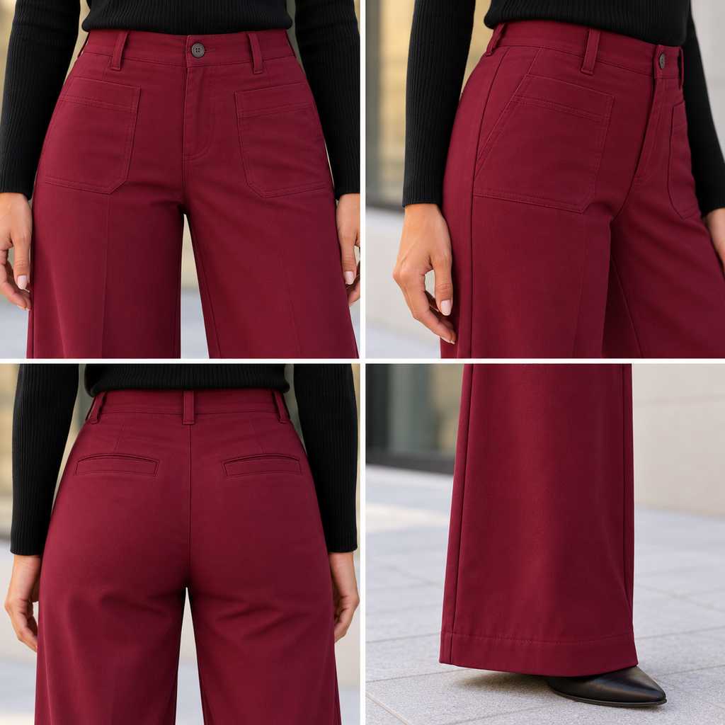 Pantalón MDM burdeos - detalles con top negro