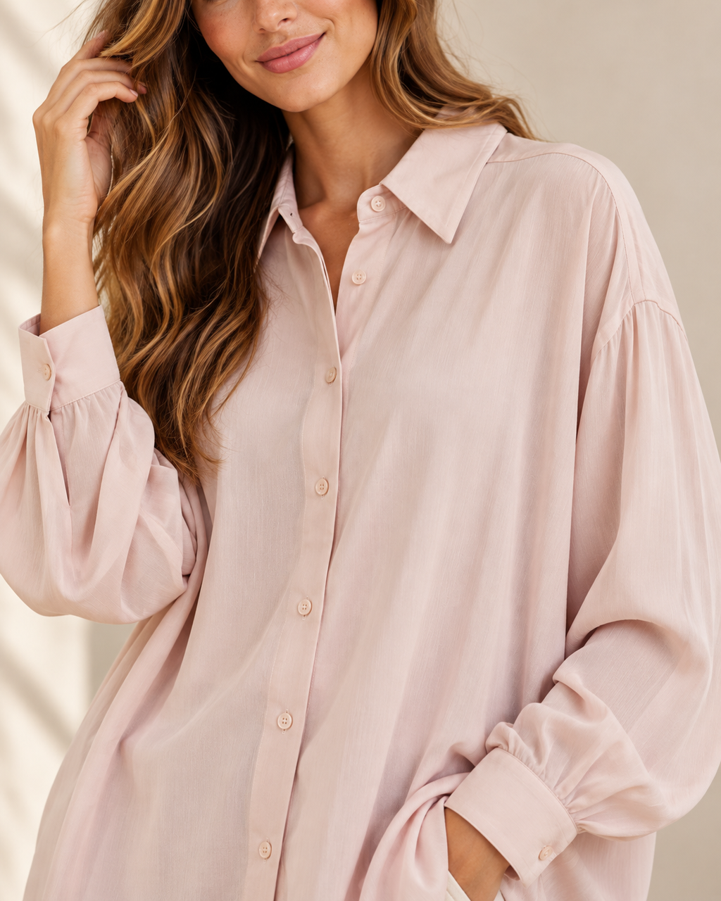 Camisa rosa empolvado - detalle