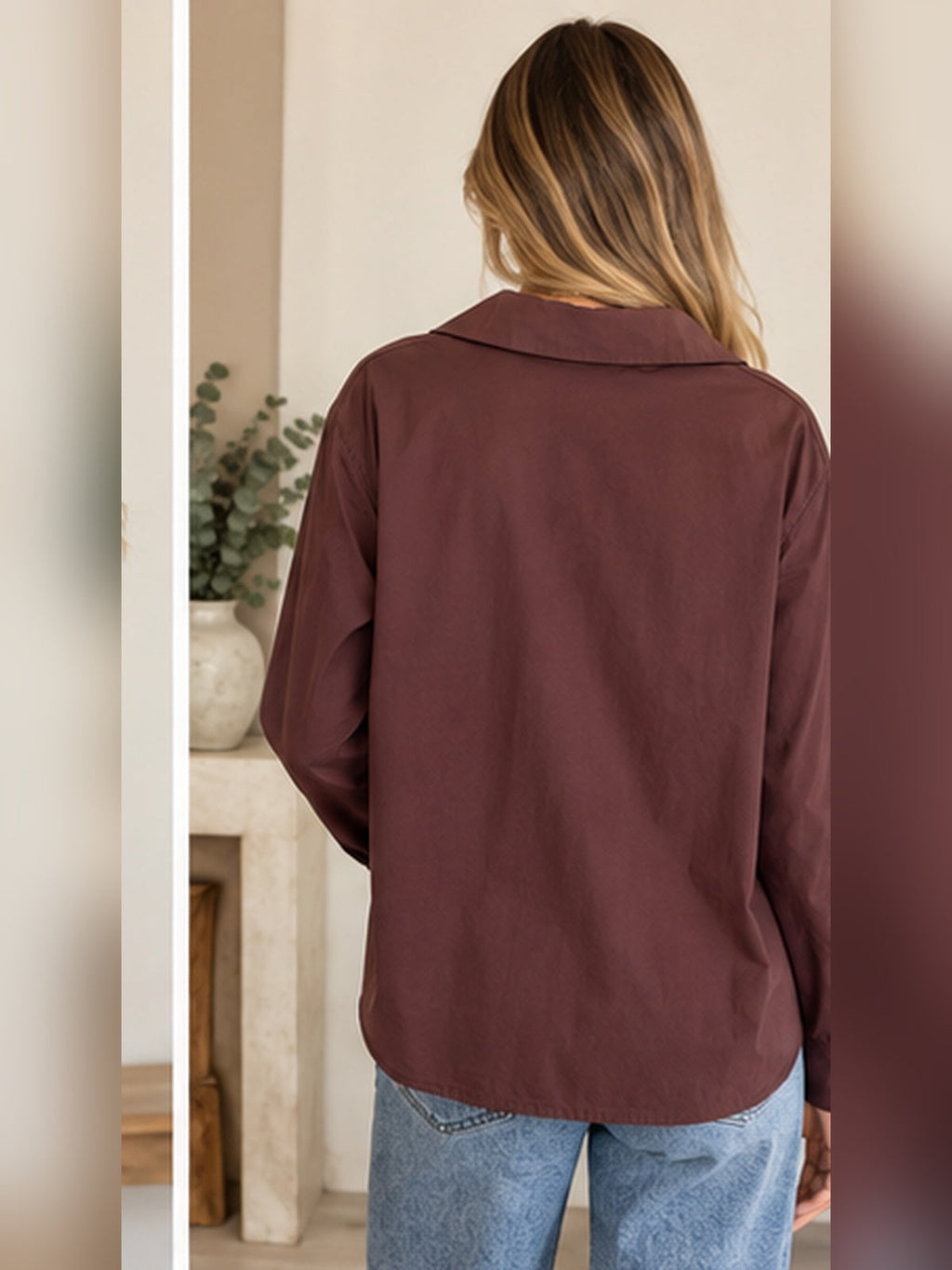 Blusa marrón chocolate, vista trasera