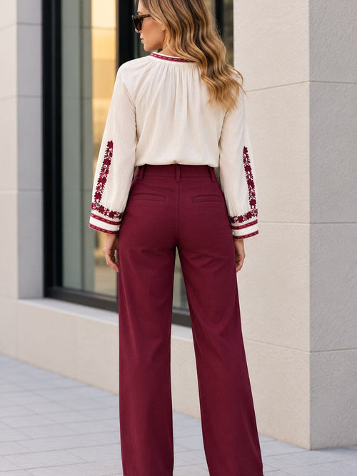 Blusa bordada - Crudo/Burdeos, imagen 2