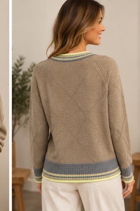 Jersey MDM camel con detalles gris y lima - espalda