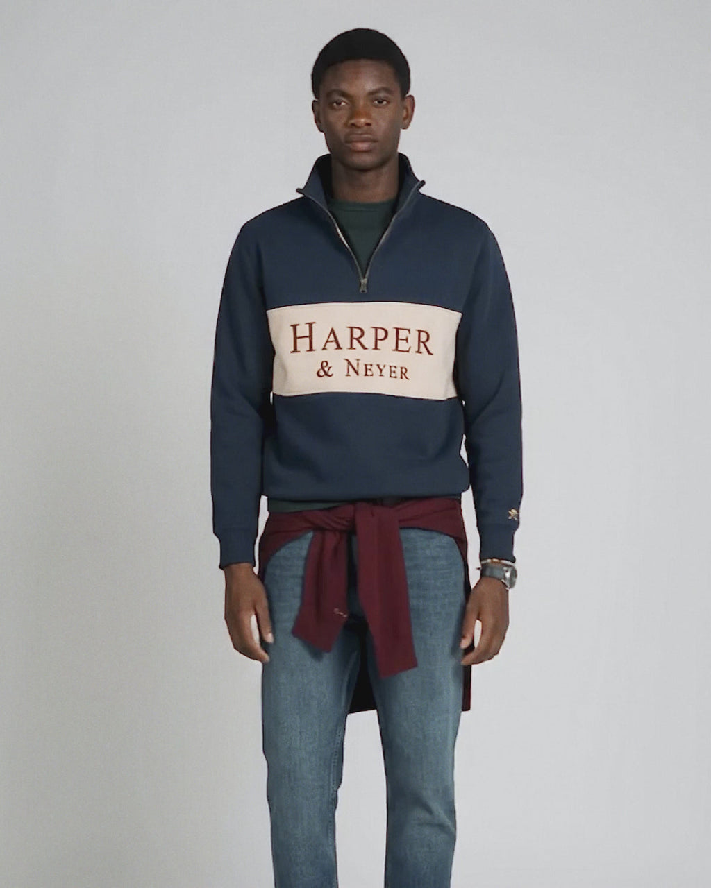 Half Zipper Maryland Navy Blue Harper & Neyer