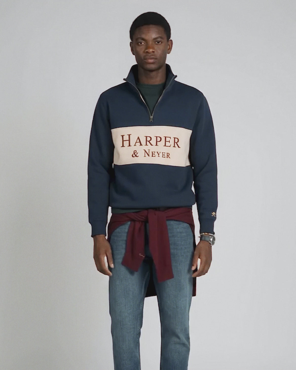 Half Zipper Maryland Navy Blue Harper & Neyer