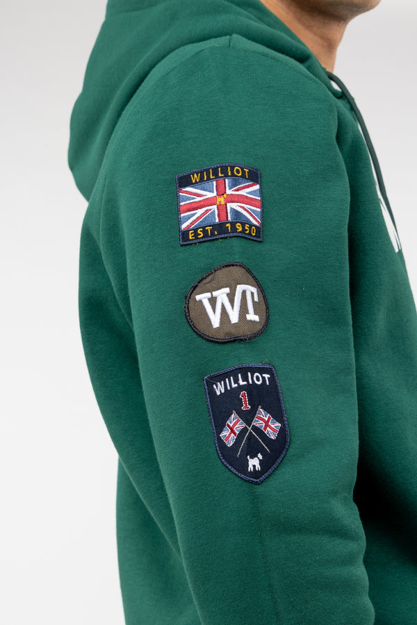 Sudadera Canguro Parches Williot Verde Botella